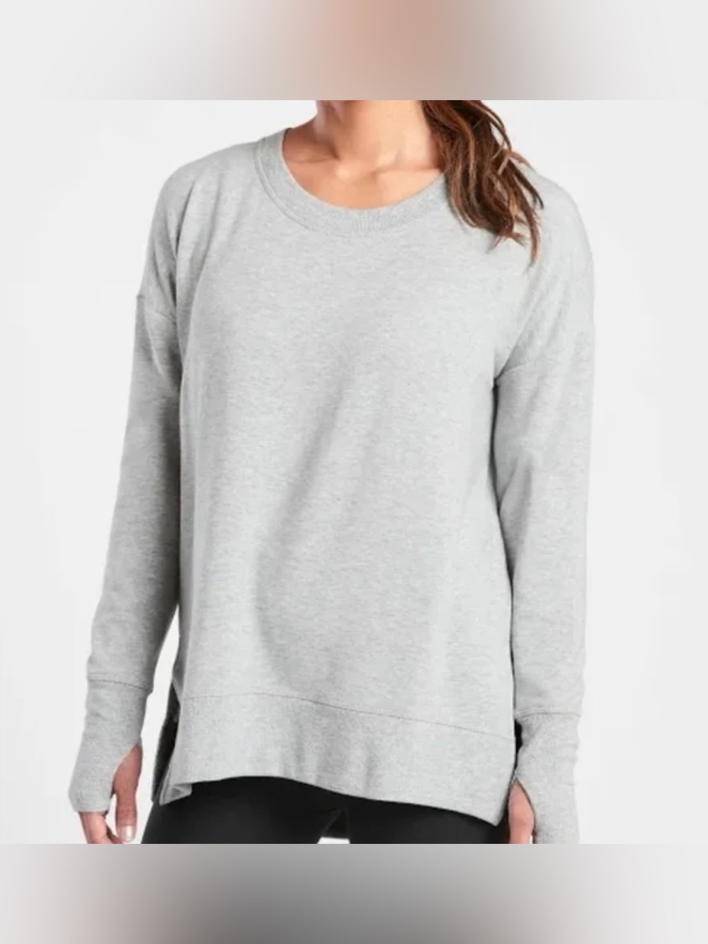Athleta Small Light Gray Crewneck Long-Sleeve Shirt